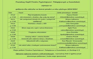 Spotkania dla rodzic&oacute;w na terenie poradni 1