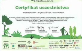 Certyfikat za udział w akcji "Sprzątanie świata" 1